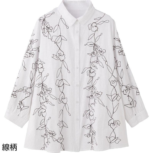 コード刺繍ブラウス 線柄 Ｍ