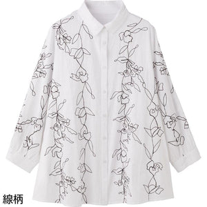 コード刺繍ブラウス 線柄 Ｌ