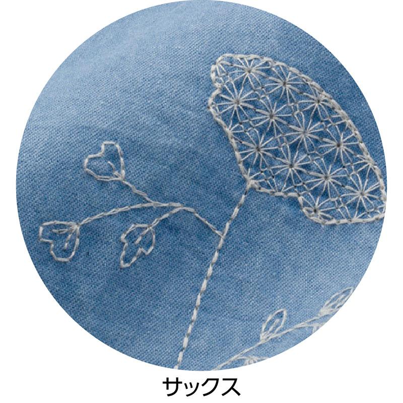 7分袖デニム刺繍Ｔブラウス インディゴ Ｍ
