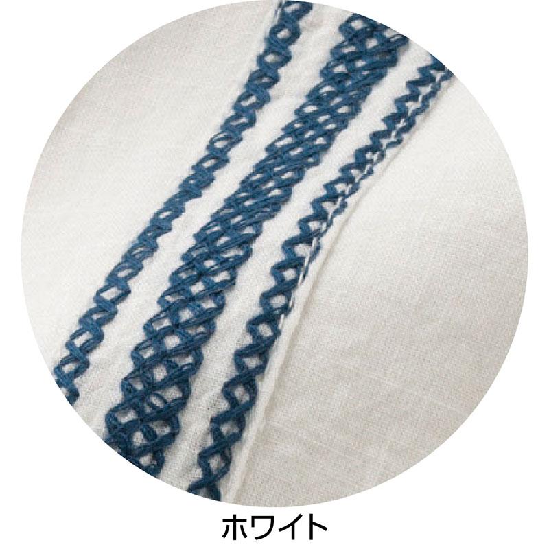 8分袖タッセル付配色刺繍Ｔブラウス ホワイト Ｍ
