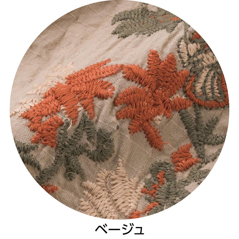 7分袖前身頃刺繍ロングブラウス ベージュ ＬＬ