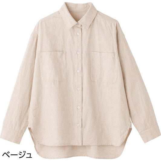 胸ポケット付シャツブラウス ベージュ Ｍ