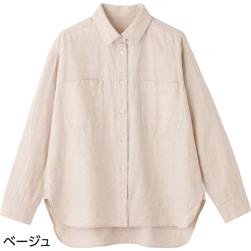 胸ポケット付シャツブラウス ベージュ Ｌ