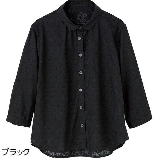 7分袖オパールブラウス ブラック Ｌ