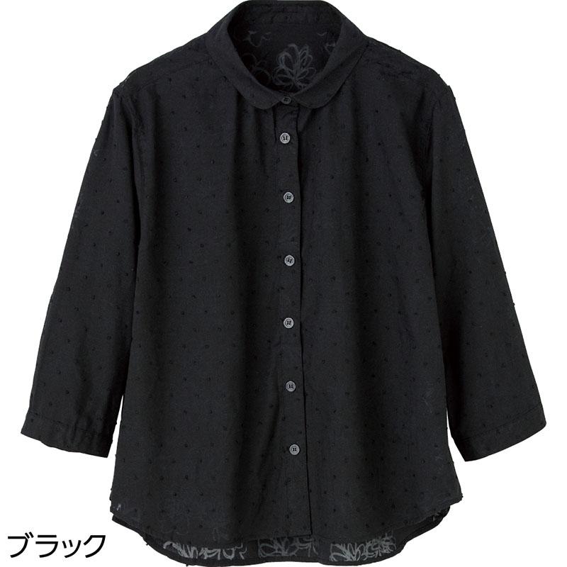 7分袖オパールブラウス ブラック Ｍ