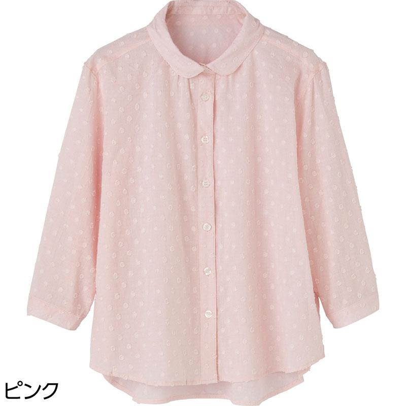 7分袖ドビーブラウス ピンク Ｍ