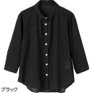 7分袖ドビーブラウス ブラック Ｌ