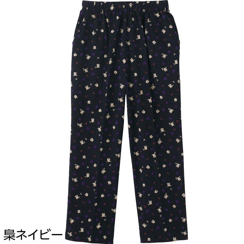 動物柄楊柳フリーパンツ 梟ネイビー Ｍ