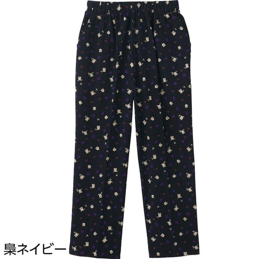 動物柄楊柳フリーパンツ 梟ネイビー Ｍ