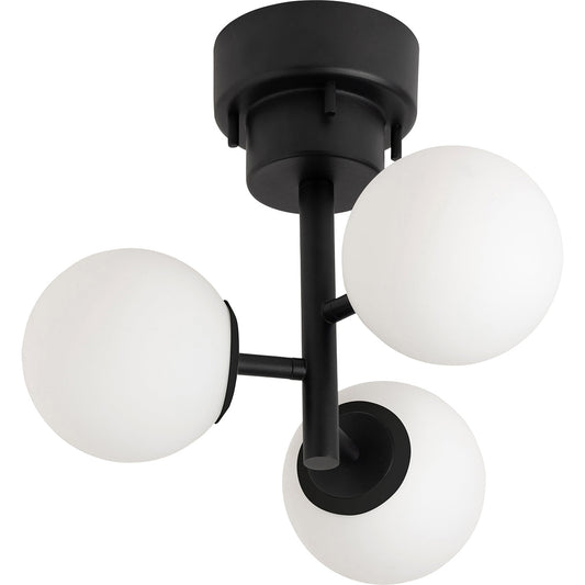 タイニー　グラス　シーリングライト３灯　BK/WH