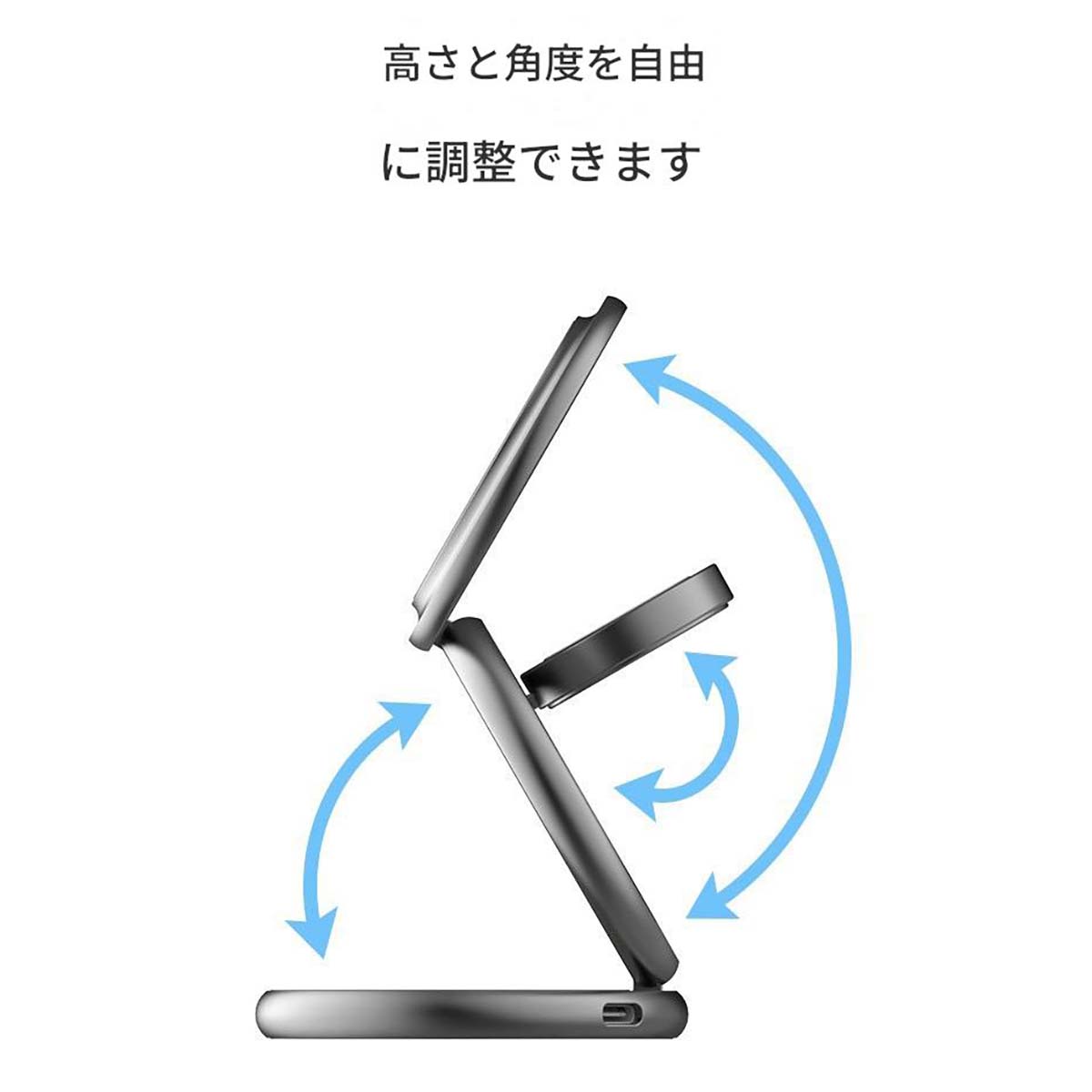 3in1 Wireless Charging Station Qi2 グレー　X63-Qi2-Zi(GR)