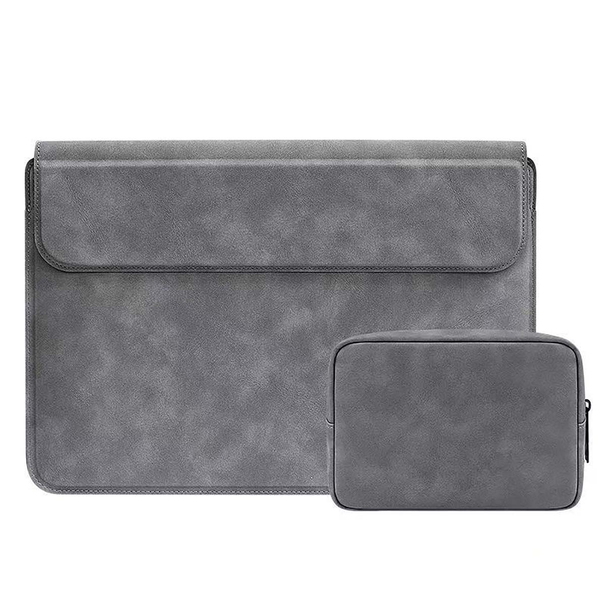 PCケース　小物収納ポーチ付　ダークグレー　PU09(DG)