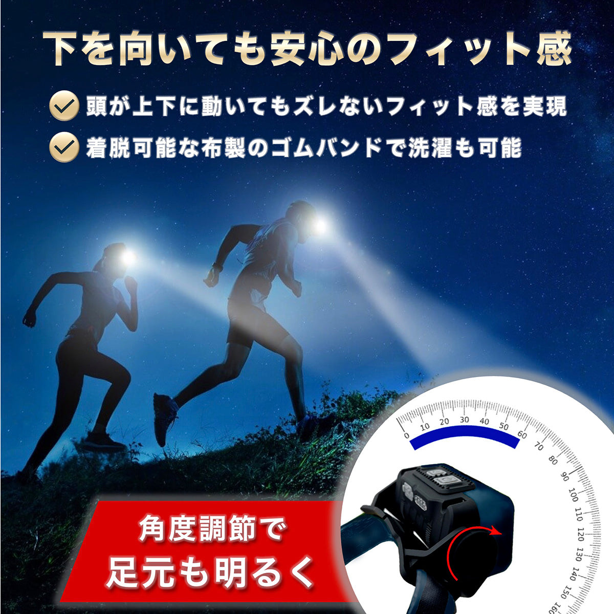 ヘッドライト LED 充電式 ネックライト 17時間点灯 ケース付き 超広角 小型 センサー搭載 防災 防水 キャンプ 登山 釣り 日本ブランド Cercano (セルカノ) (2, 黒色)２セット