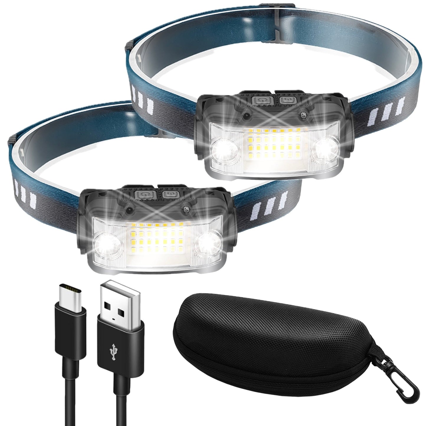 ヘッドライト LED 充電式 ネックライト 17時間点灯 ケース付き 超広角 小型 センサー搭載 防災 防水 キャンプ 登山 釣り 日本ブランド Cercano (セルカノ) (2, 黒色)２セット