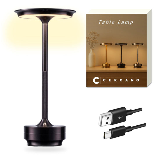 テーブルランプ 間接照明 デスクライト USB充電 おしゃれ コードレス 3色切り替え アンティーク 北欧風 LED 日本ブランド Cercano (セルカノ) (ブラック)