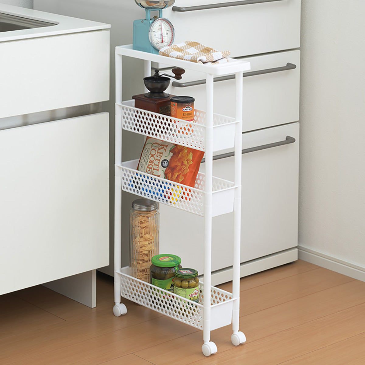 スーパースリム ワゴンラック 4段 収納