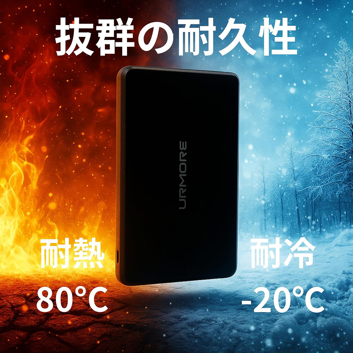 URMORE Semi-Solid Power Bank 5000mAh 準個体 モバイルバッテリー ブラック
