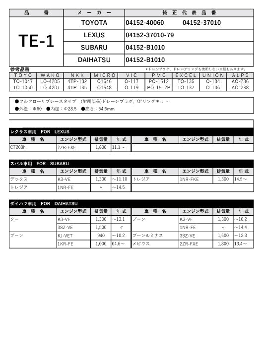 フェスコ FILT オイルフィルター TE-1