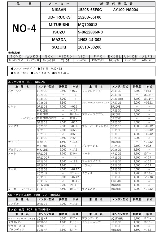 フェスコ FILT オイルフィルター NO-4