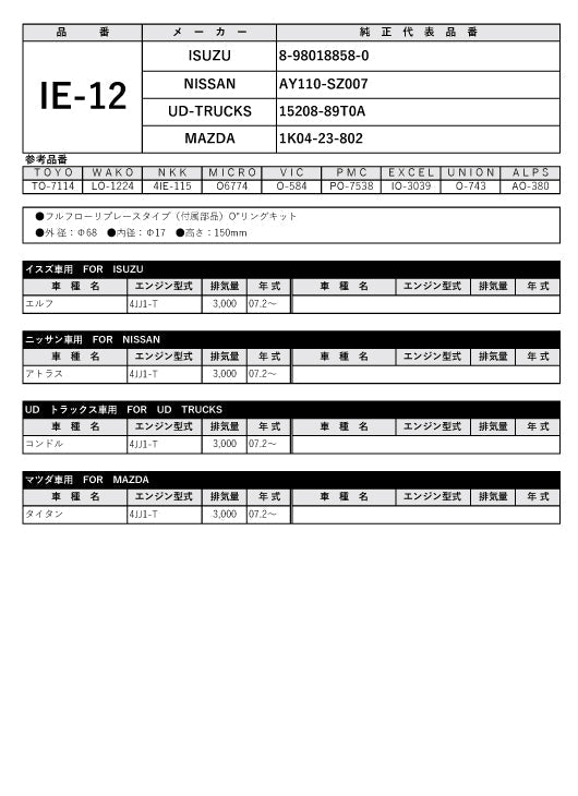 フェスコ FILT オイルフィルター IE-12