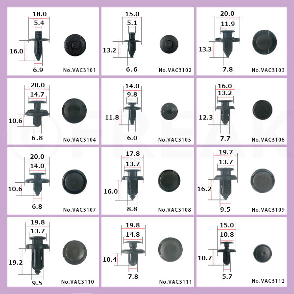 自動車用クリップセットNo.1 12種×各10個