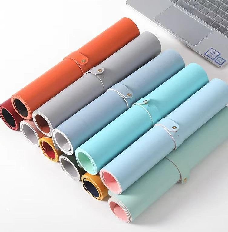 フェイクレザーデスクマット80×40cm　黒×灰　D8040P1