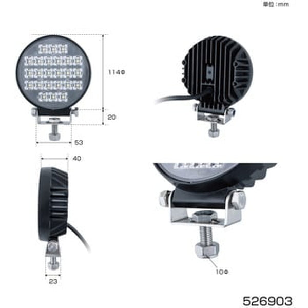 ジェットイノウエ ＬＥＤワークランプ 丸型 WL-40 24W 4.5インチ 526903