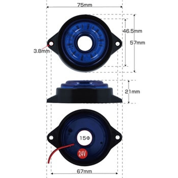 ジェットイノウエ LED サイドマーカー丸型 24V車用 ランプ 丸型 534901