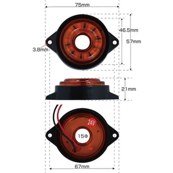 ジェットイノウエ LED サイドマーカー丸型 24V車用 ランプ 丸型 534902