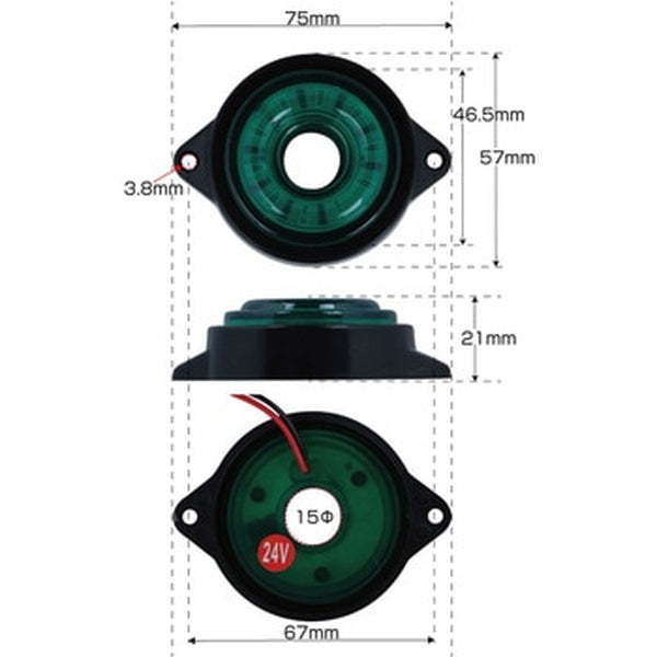 ジェットイノウエ LED サイドマーカー丸型 24V車用 ランプ 丸型 534903