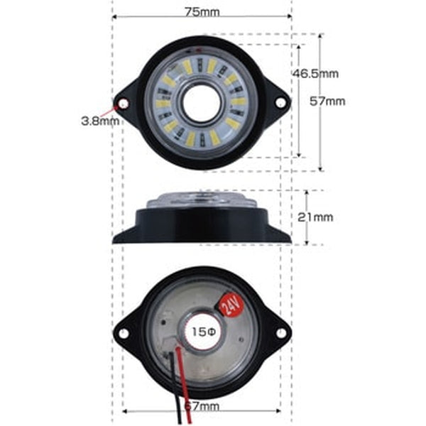 ジェットイノウエ LED サイドマーカー丸型 24V車用 ランプ 丸型 534904