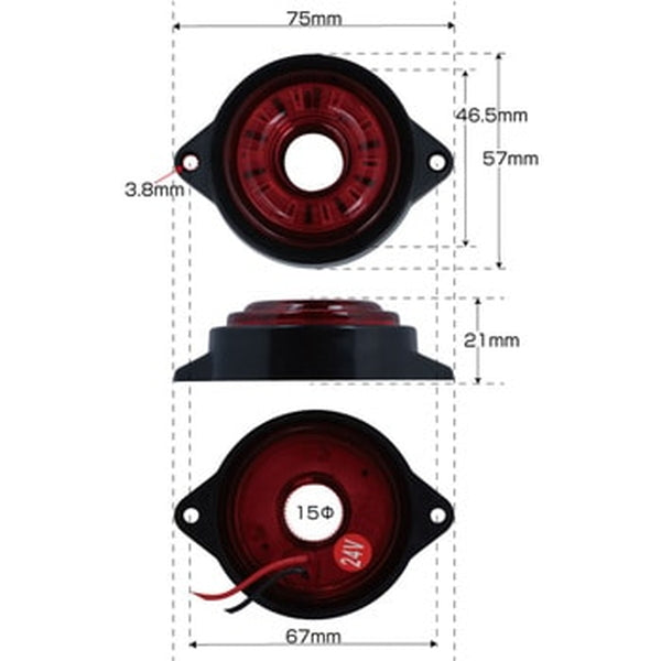 ジェットイノウエ LED サイドマーカー丸型 24V車用 ランプ 丸型 534906