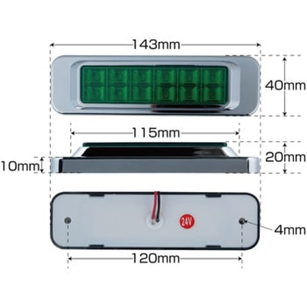 ジェットイノウエ LED サイドマーカー角型 24V車用 グリーン 534913
