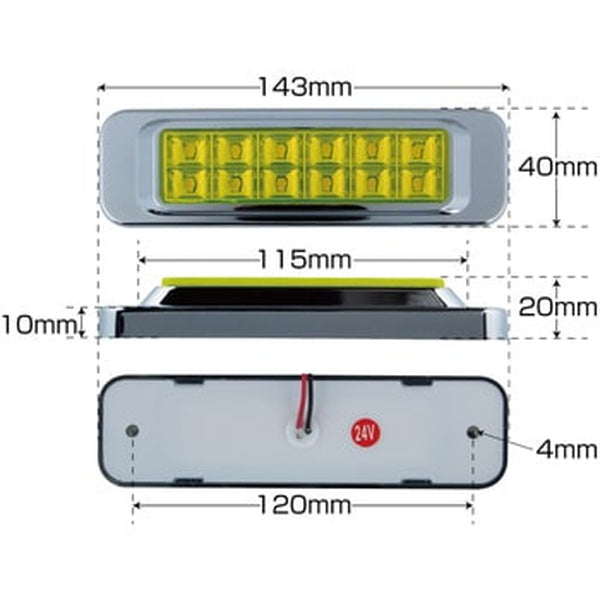 ジェットイノウエ LED サイドマーカー角型 24V車用 イエロー 534918