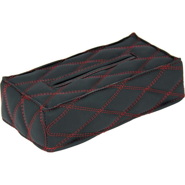 ジェットイノウエ モコモコティッシュカバーVer.2 ダブルステッチ ヌバック調ブラック/赤糸 594960