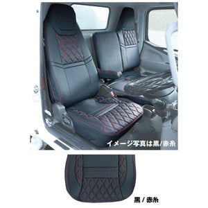 ジェットイノウエ シートカバー COMBI 三菱ふそう 2t ’20キャンター/ブルーテックキャンター 標準車用 運転席+助手席側セット ブラック/赤糸 595335