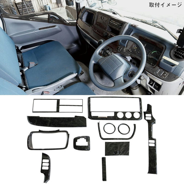 ジェットイノウエ インテリア3Dパネル 三菱ふそう '20キャンター/2tブルーテックキャンター 標準車用 黒木目調 595472