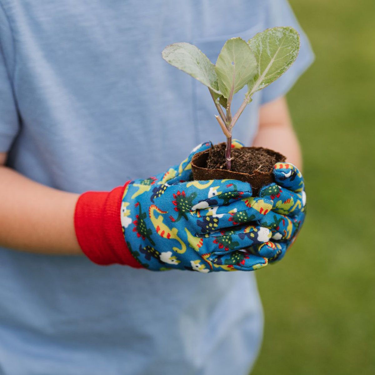 Kids Dinosaur Gardening Gloves 子供用 ガーデニング グローブ  恐竜 ブルー