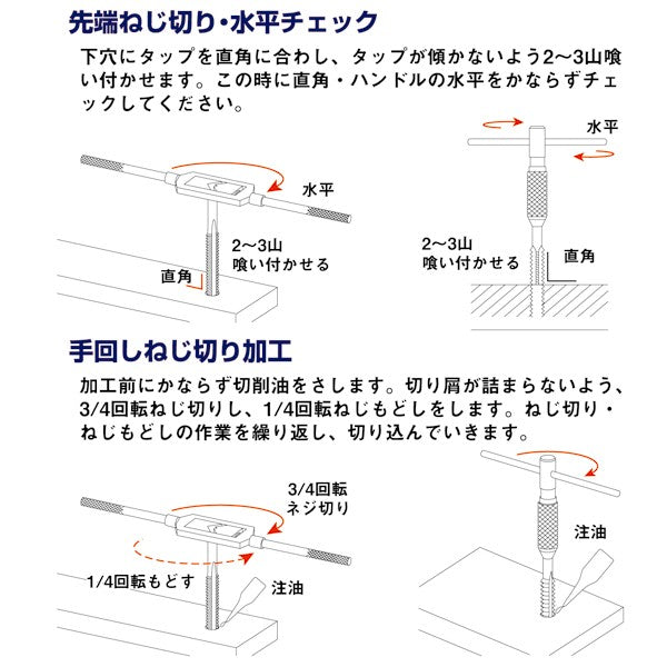 ライト精機 ハンドタップ メートル左ねじ（M） M8×1.25 先中仕上タップ