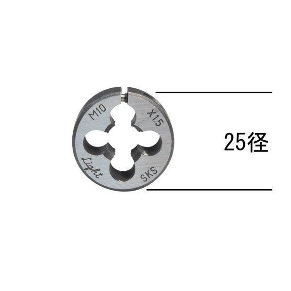 ライト精機 丸ダイス ウィット並目ねじ（W） 1/8W×40 径25