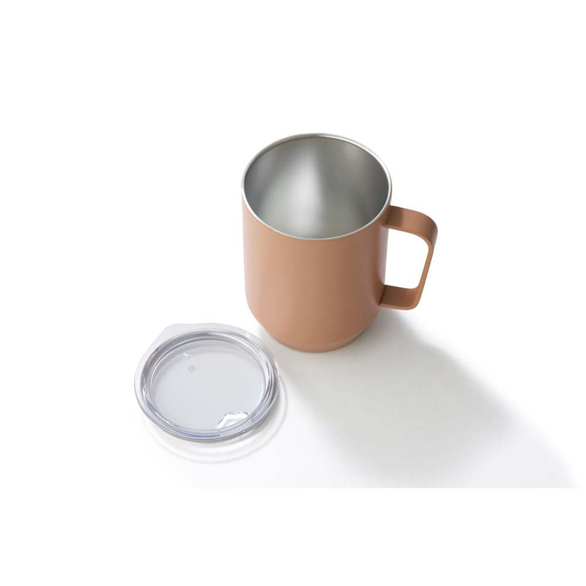 蓋付き真空ステンレスマグカップ　400ｍｌ　ピンクグレー