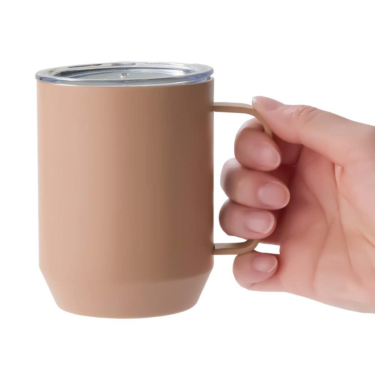 蓋付き真空ステンレスマグカップ　400ｍｌ　ピンクグレー