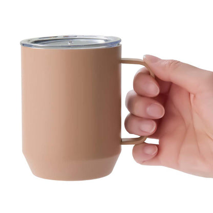 蓋付き真空ステンレスマグカップ　400ｍｌ　ピンクグレー