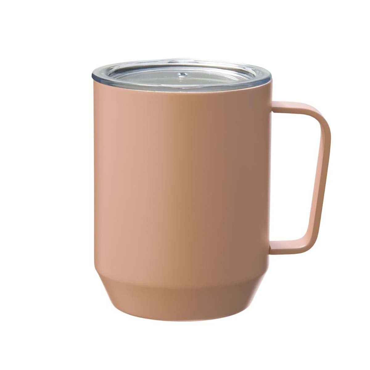 蓋付き真空ステンレスマグカップ　400ｍｌ　ピンクグレー