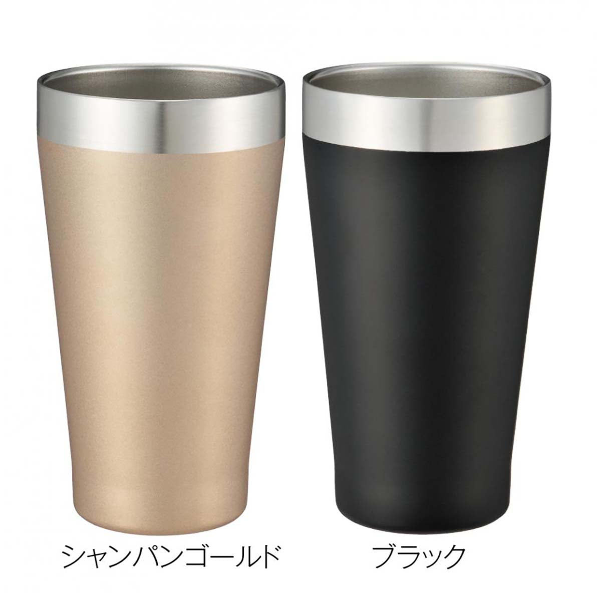 プレミアム真空ステンレスペアタンブラー　ブラック＆シャンパンゴールド