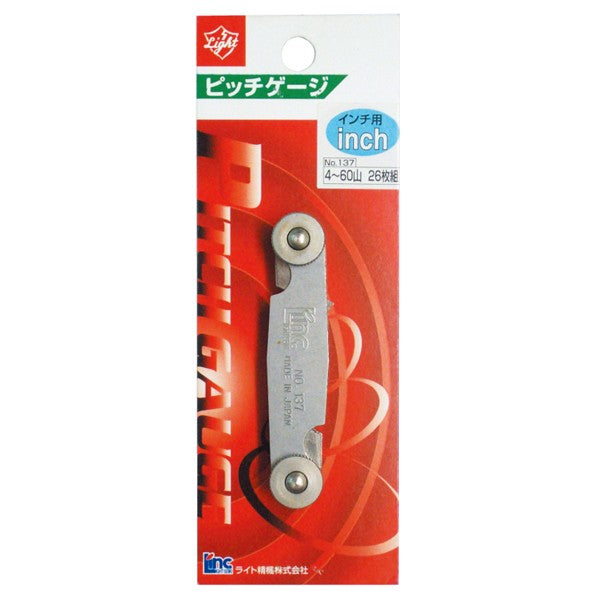 ライト精機 パック品 インチ用ピッチゲージ No137