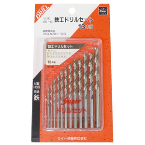 ライト精機 パック品 鉄工ドリル 13本組 SS-13