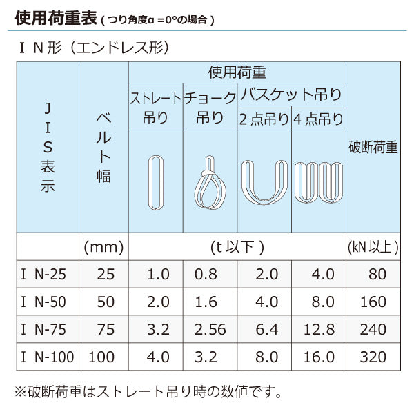 東レインターナショナル ケミカルスリング C1N エンドレス形 4ton 幅100mm 長さ1m～5ｍ