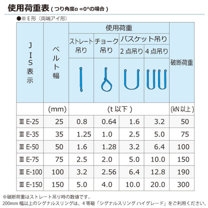 東レインターナショナル シグナルスリング SE3E 両端アイ形 2.5ton 幅75mm 長さ1.5m～10ｍ