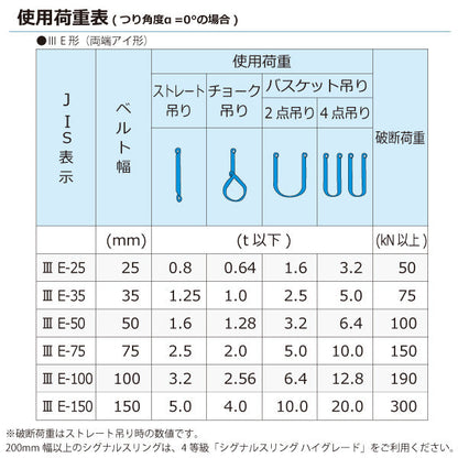 東レインターナショナル シグナルスリング SE3E 両端アイ形 5ton 幅150mm 長さ2m～10ｍ